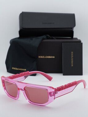 Dolce & Gabbana DG6203 314875 Rectangle Sunglasses - Shiny Pink/Brown